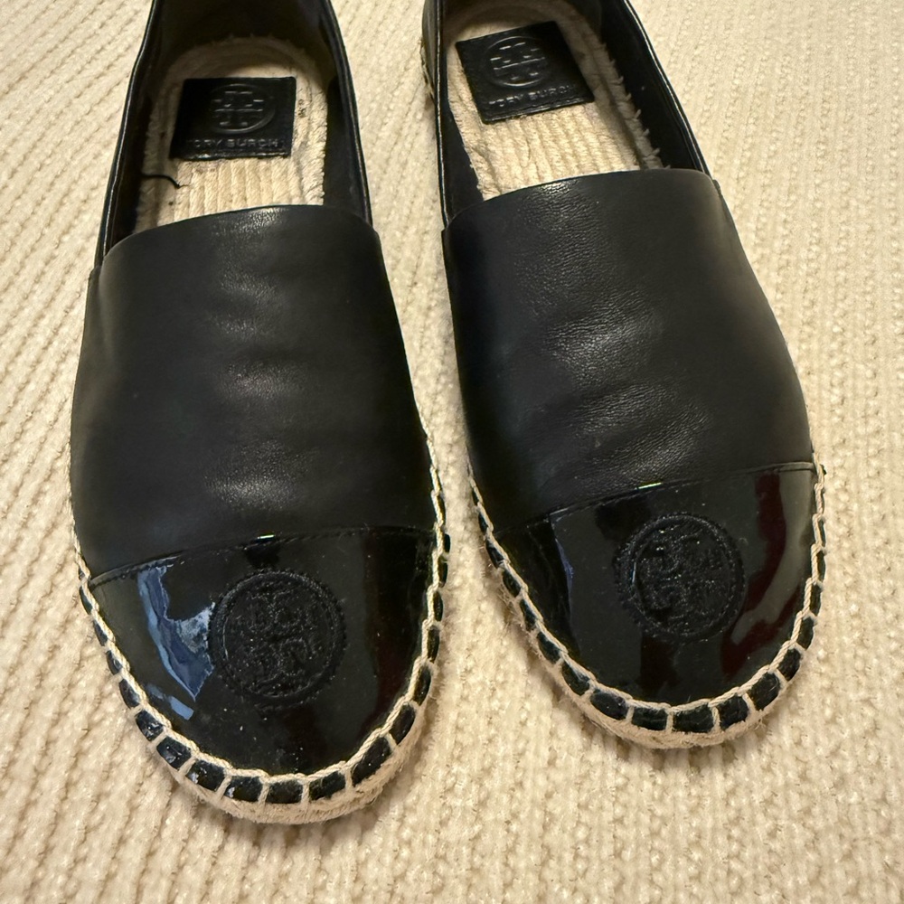 Tory Burch Black Leather Espadrilles